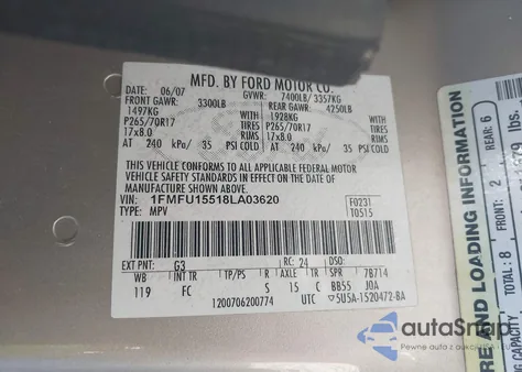 2008 Ford Expedition Xlt из США, поврежденный, VIN 1FMFU15518LA03620